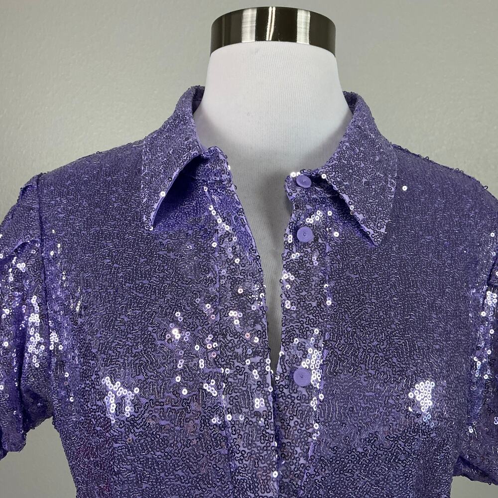 One33 Social Purple Cocktail Dress Sequined Belted Mini Fit and Flare Size 4 - Picture 8 of 13